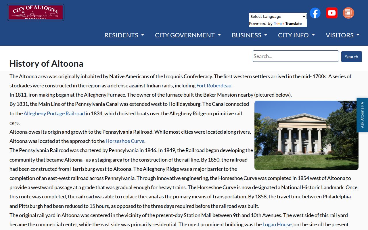 Altoona city directory City of Altoona history context