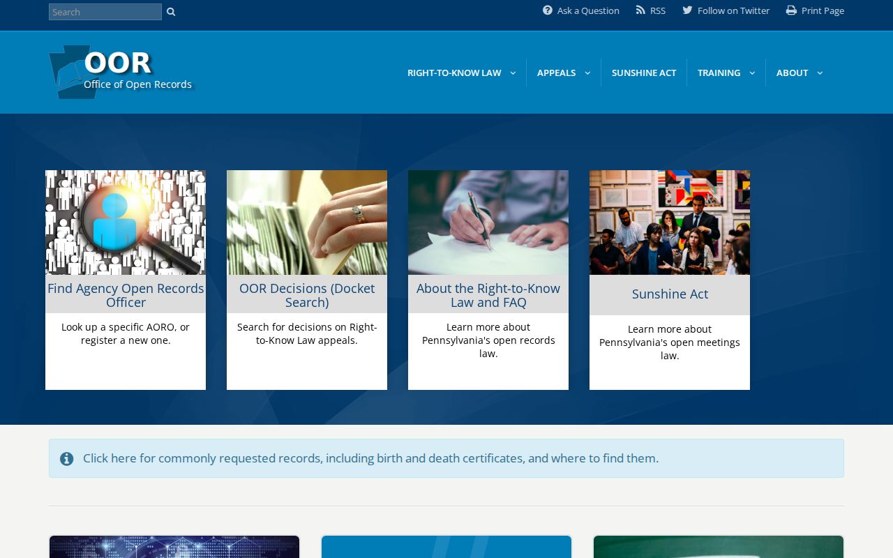 Altoona residents directory Pennsylvania Office of Open Records page