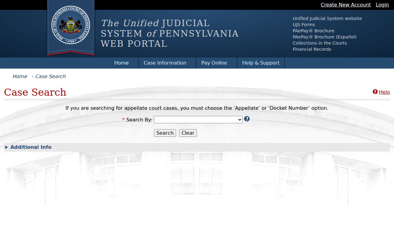 Altoona residents directory Pennsylvania UJS case search interface