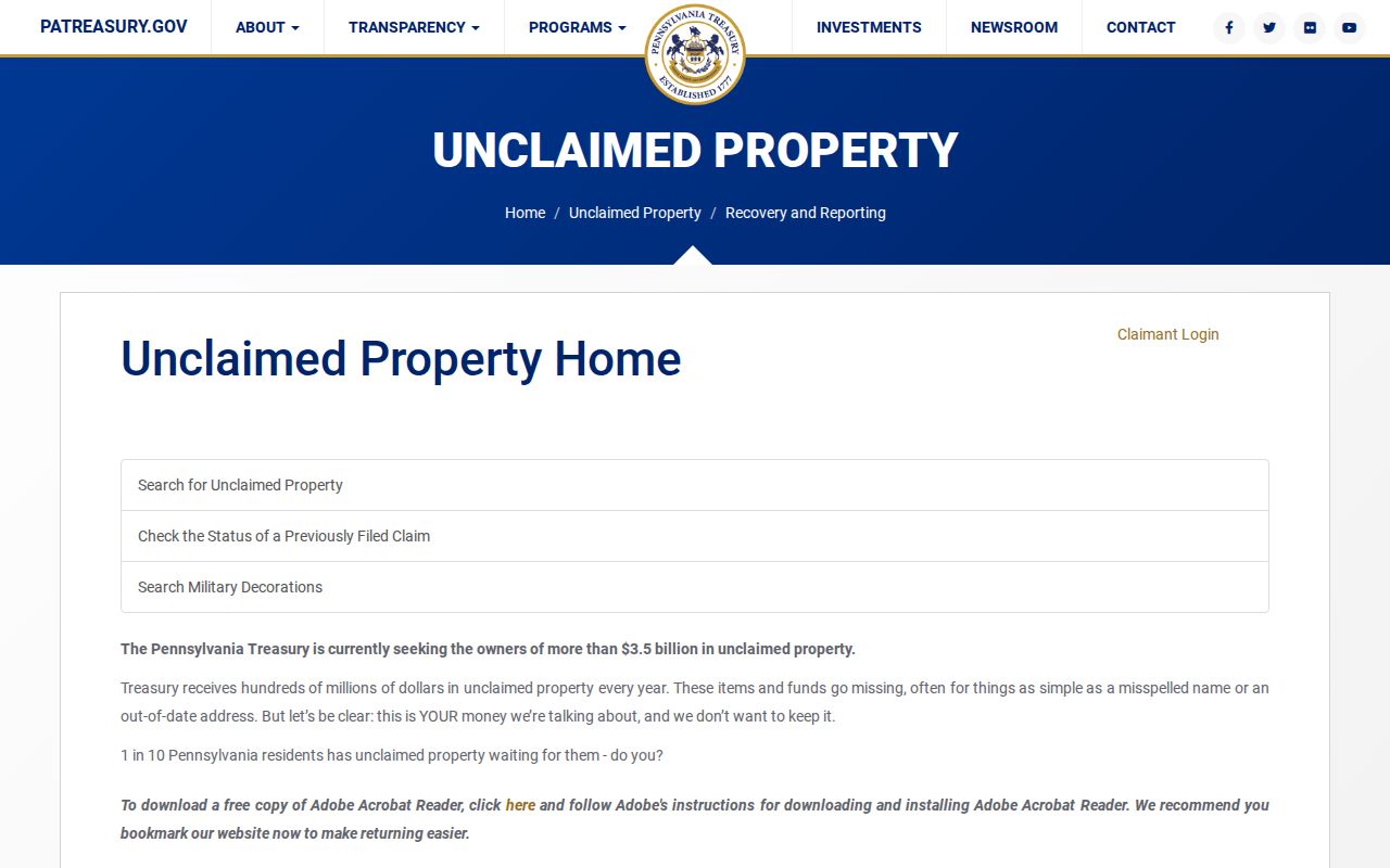 Altoona neighbors Pennsylvania unclaimed property search portal