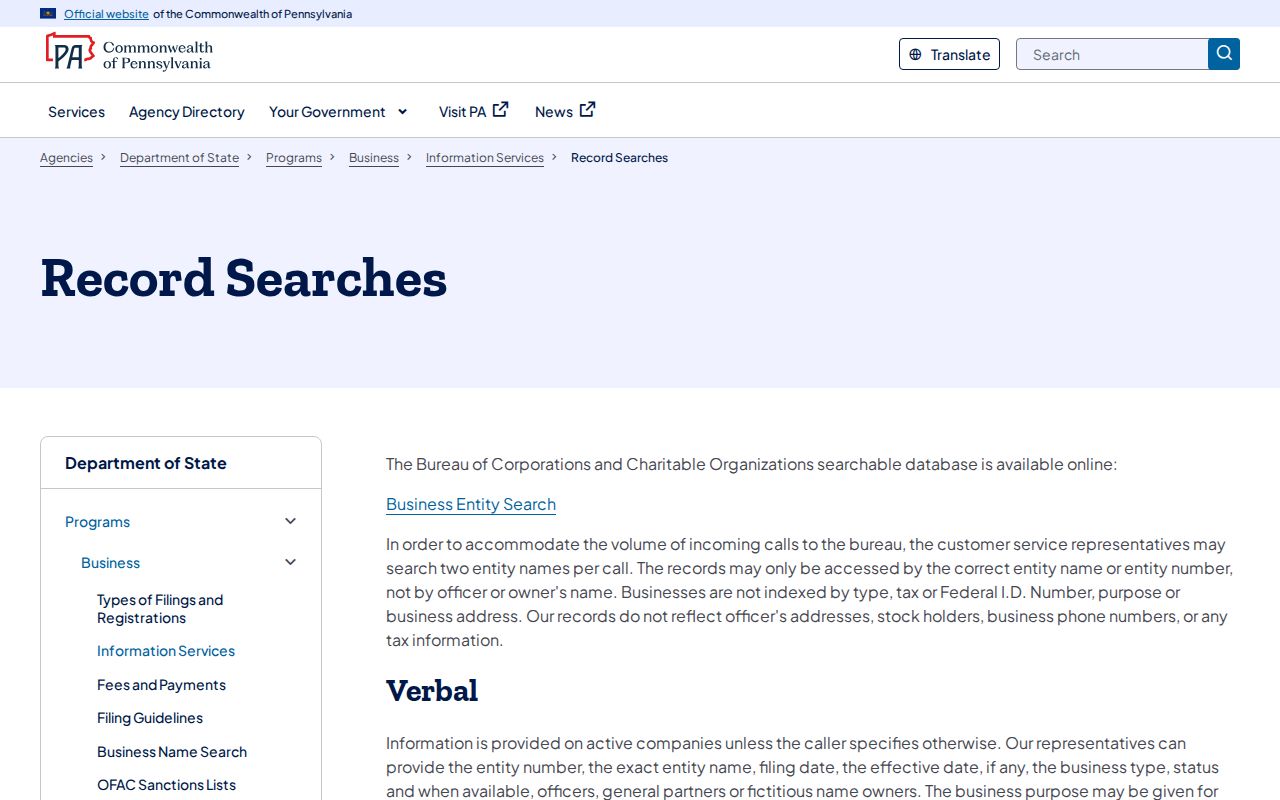 Altoona ZIP code directory Pennsylvania business record-search guidance